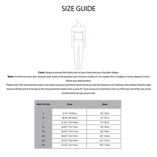 KNOX Size Chart - Mens Jackets