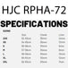 HJC RPHA 72 size chart