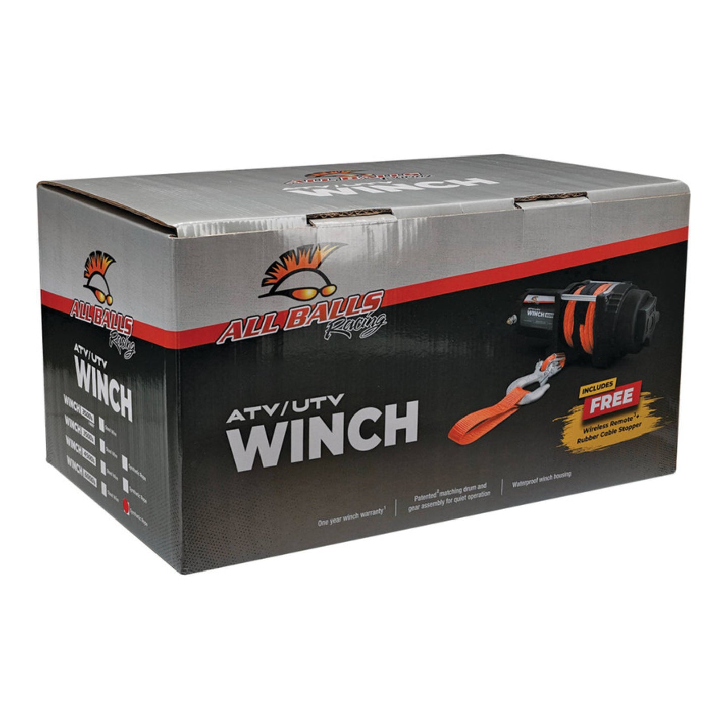 ALL BALLS 4 BOLT WINCH 6000LB with 33FT SYNTHETIC ROPE