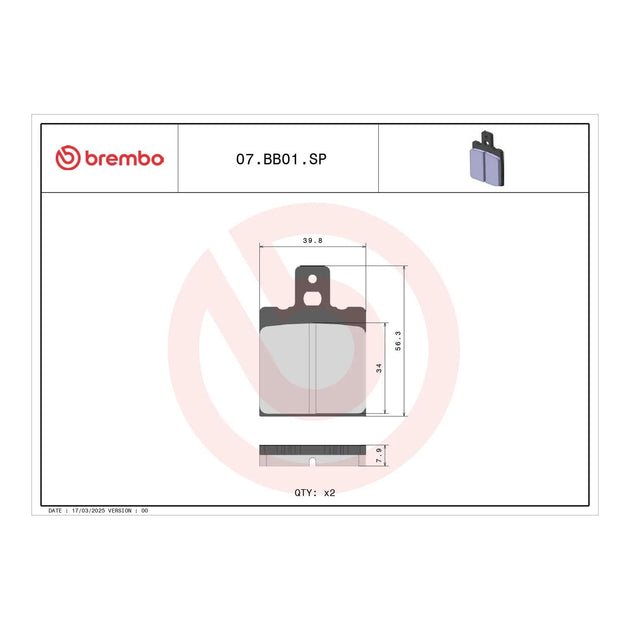Brembo Prime Sinter Rear Brake Pads 07BB01SP