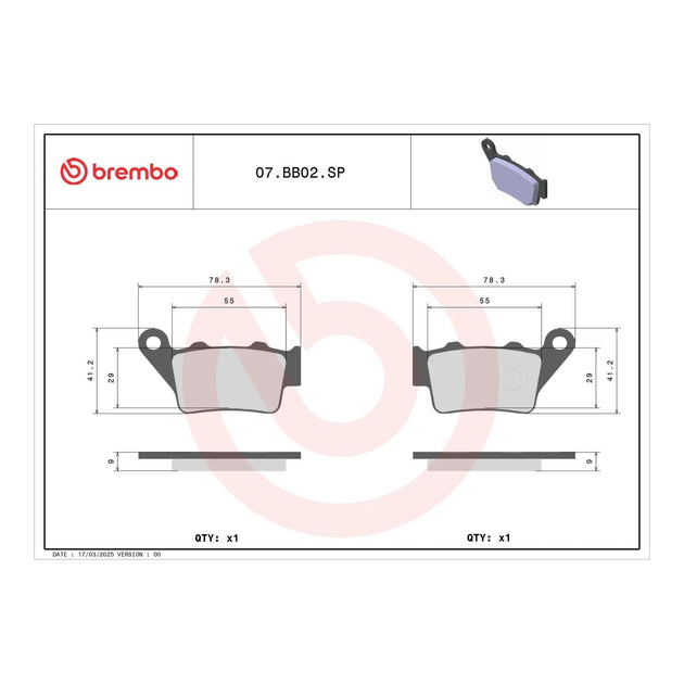 Brembo Prime Sinter Rear Brake Pads 07BB02SP