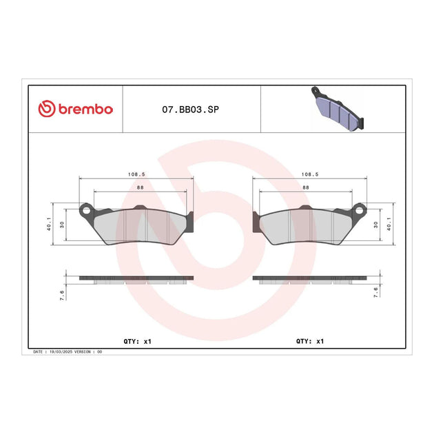 Brembo Prime Sinter Rear Brake Pads 07BB03SP