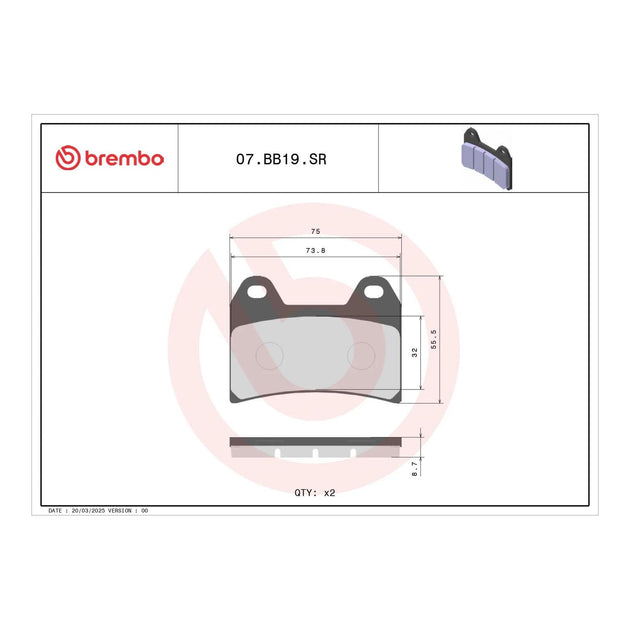 Brembo Xtra Sinter Front Brake Pads 07BB19SR