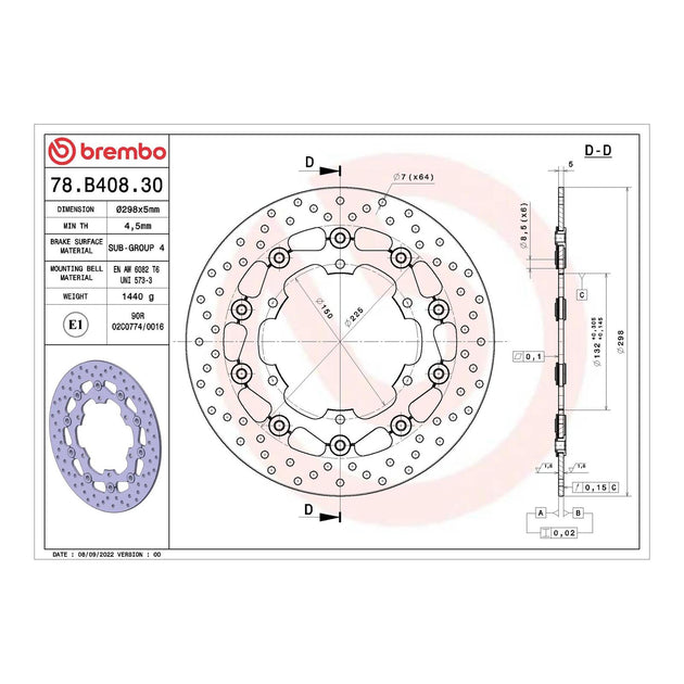 Brembo Prime Serie Oro Front Brake Disc 78B40830