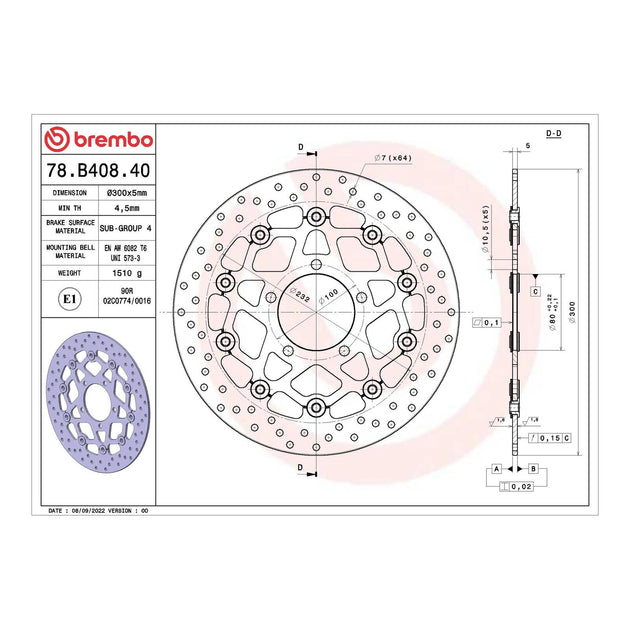 Brembo Prime Serie Oro Front Brake Disc 78B40840