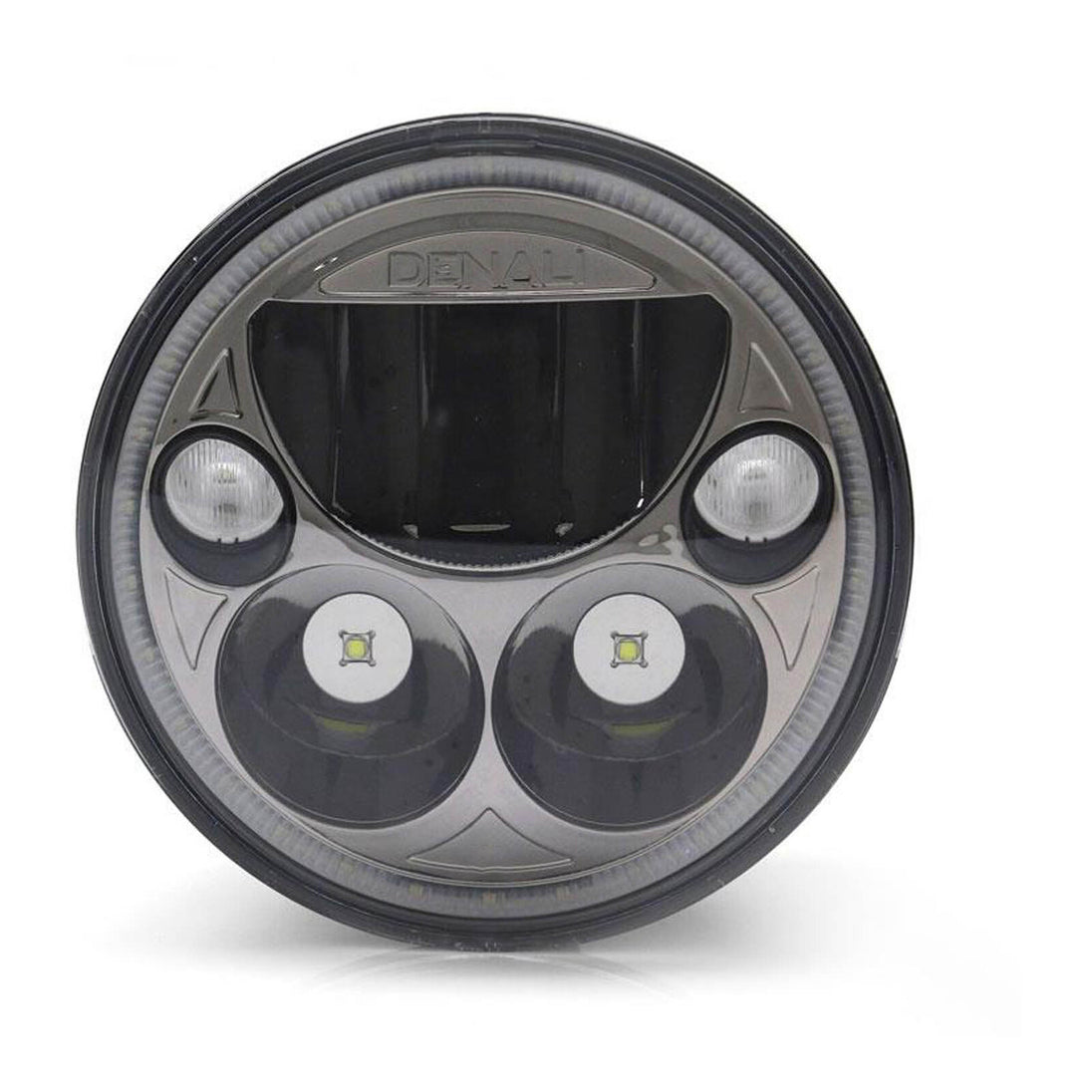 Denali M5 E-Mark LED Headlight Module, 5.75 Round, Black Chrome