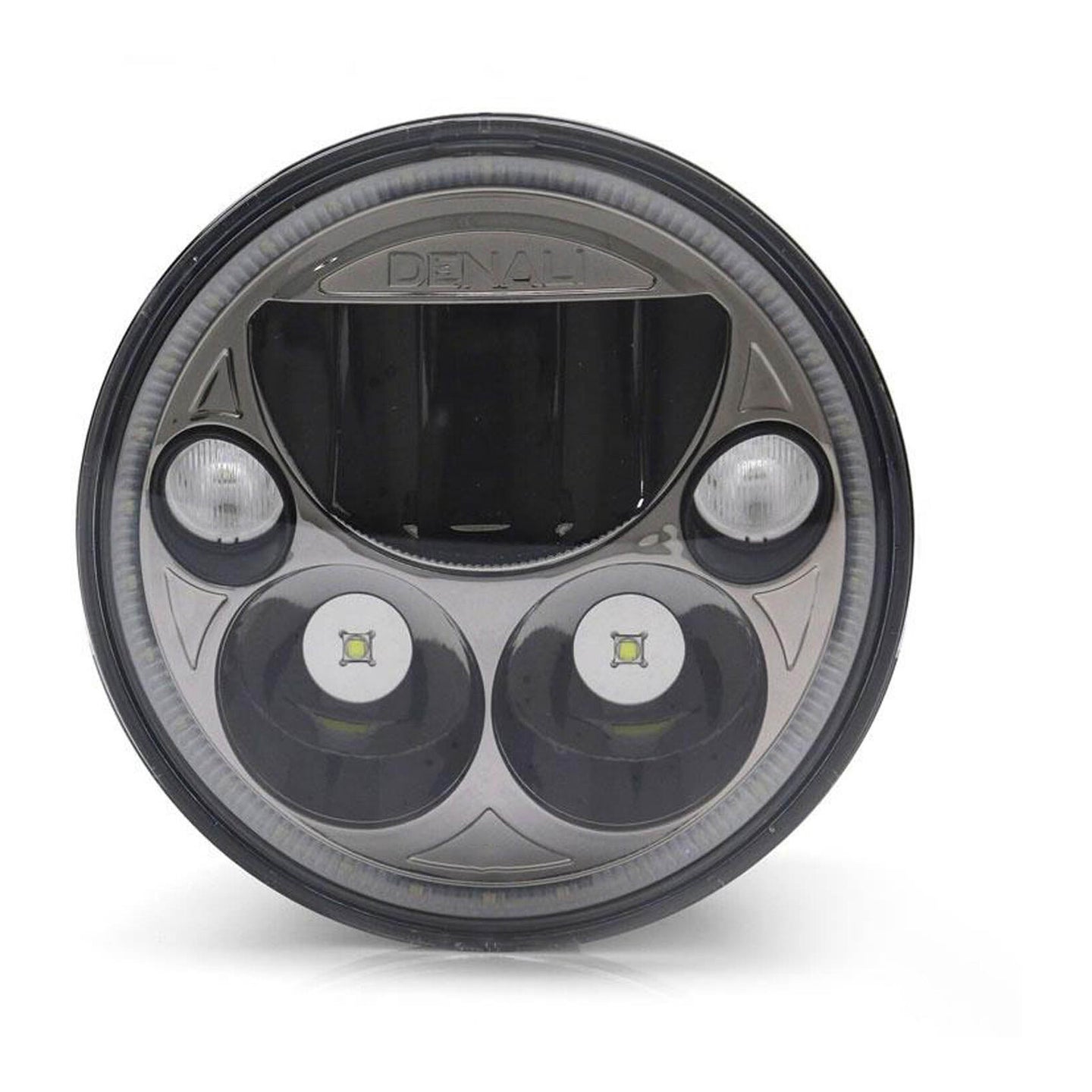 Denali M5 E-Mark LED Headlight Module, 5.75 Round, Black Chrome