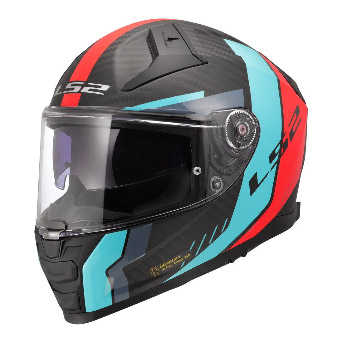LS2 FF811 Vector II Carbon Grid Helmet - Red / Cyan