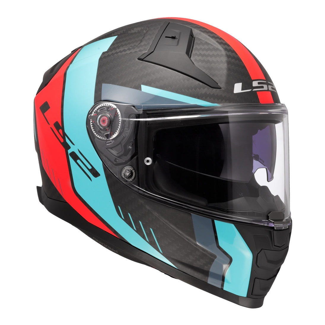 LS2 FF811 Vector II Carbon Grid Helmet - Red / Cyan
