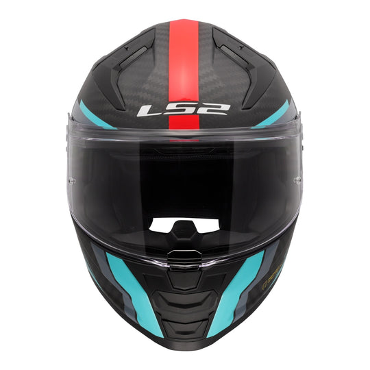 LS2 FF811 Vector II Carbon Grid Helmet - Red / Cyan