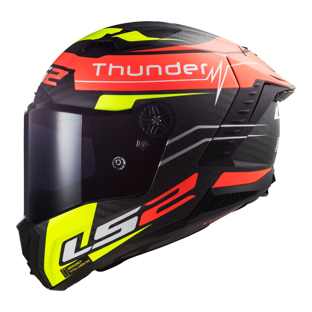 LS2 FF805C Thunder Carbon Attack - Matte Red / Hi-Vis Yellow 06