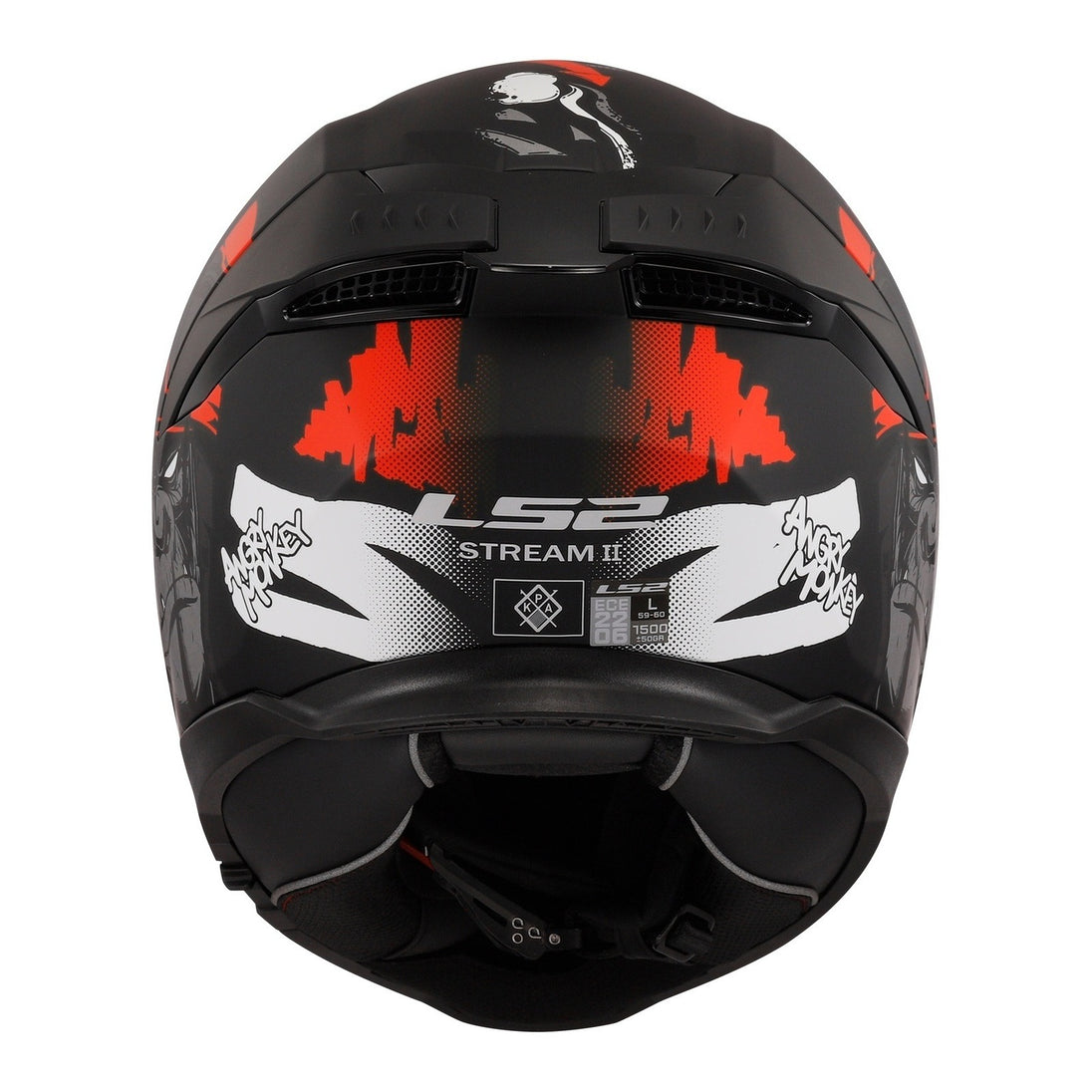 LS2 FF808 Stream II Angry Monkey Helmets - Matte Black / Red 06