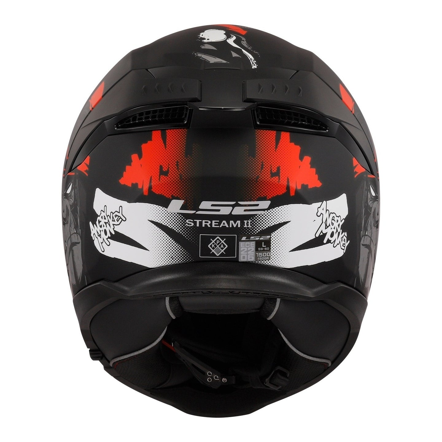 LS2 FF808 Stream II Angry Monkey Helmets - Matte Black / Red 06