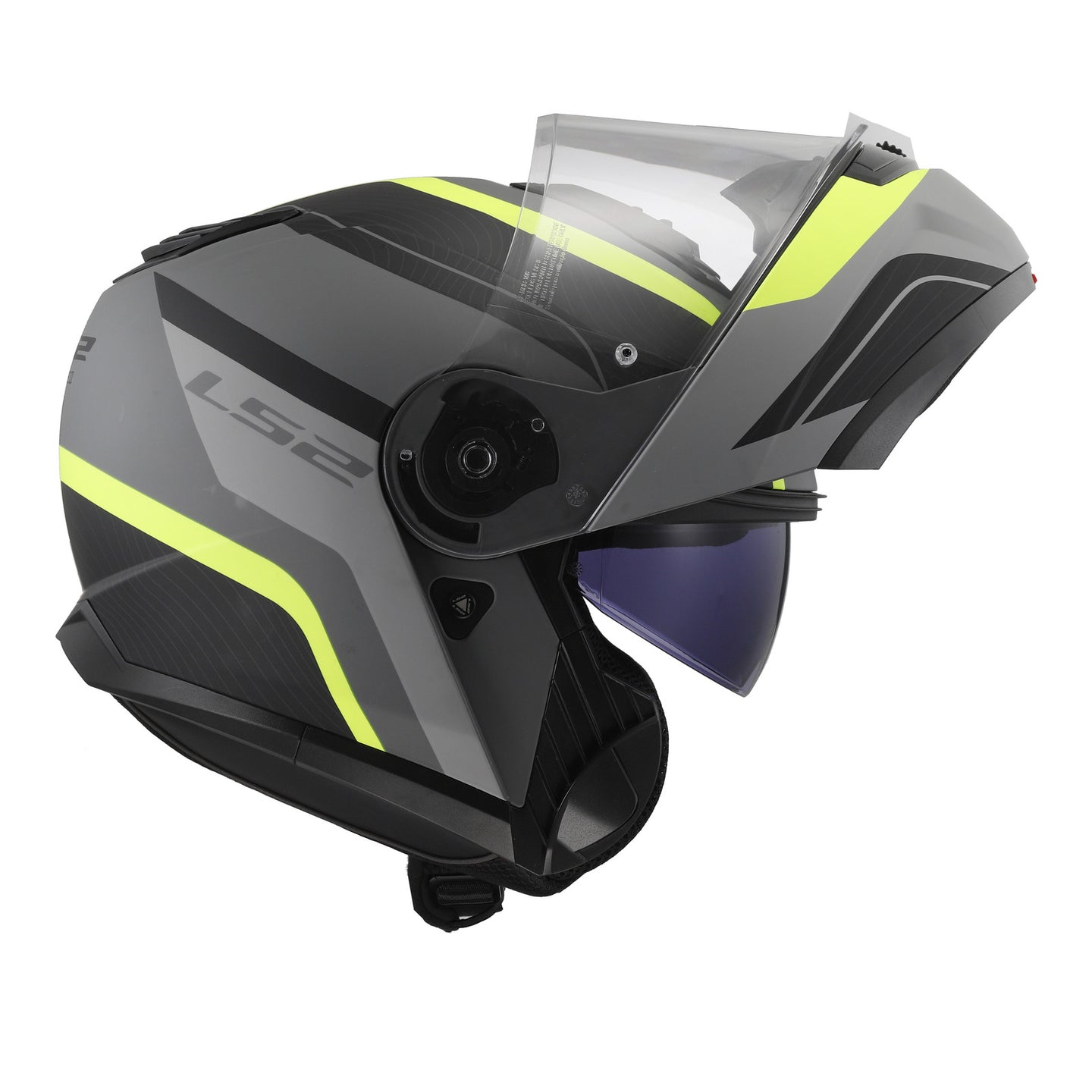 LS2 FF908 Strobe II Monza Flip Front Helmets - Matte Black / Hi-Vis Yellow 06