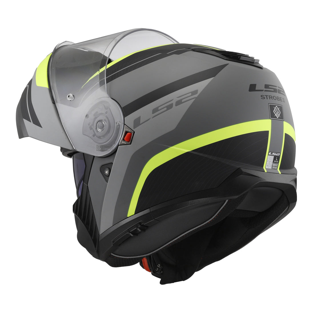 LS2 FF908 Strobe II Monza Flip Front Helmets - Matte Black / Hi-Vis Yellow 06