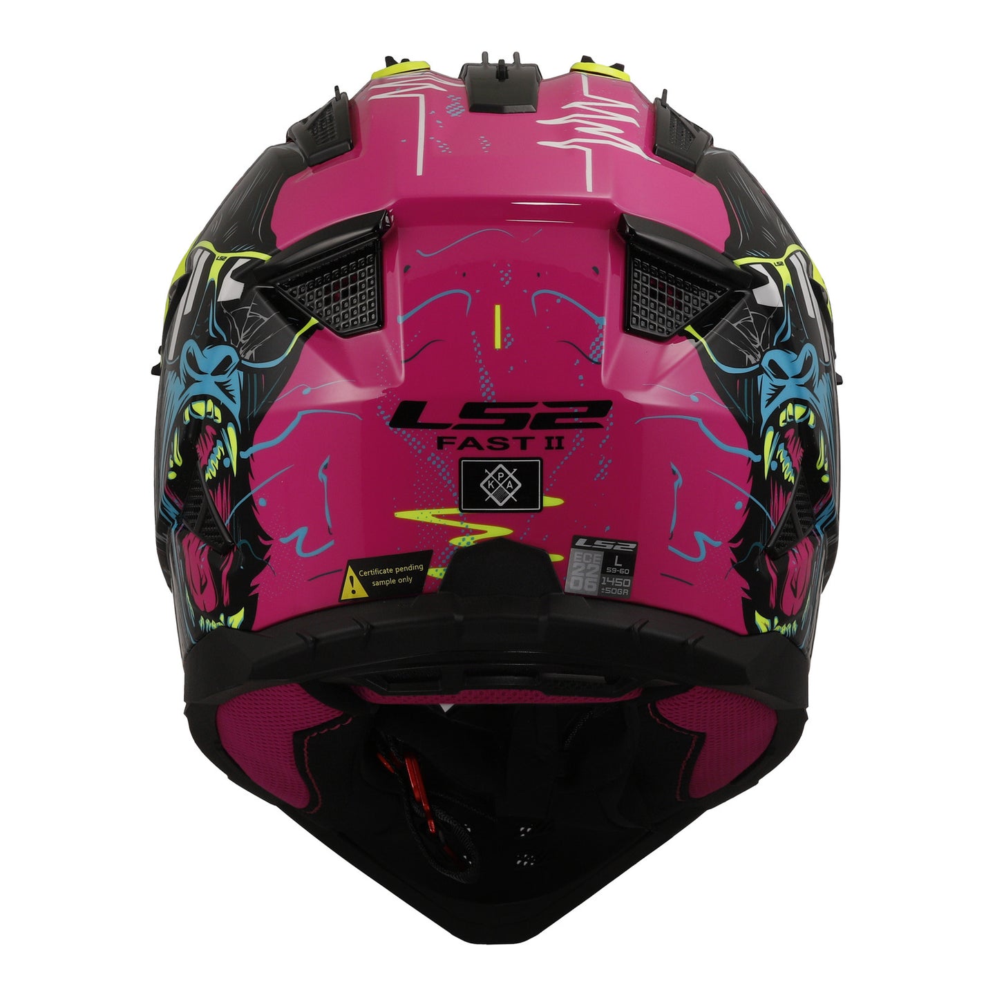 LS2 MX708 Fast II Gorilla Helmet - Purple / Hi-Vis Yellow 06