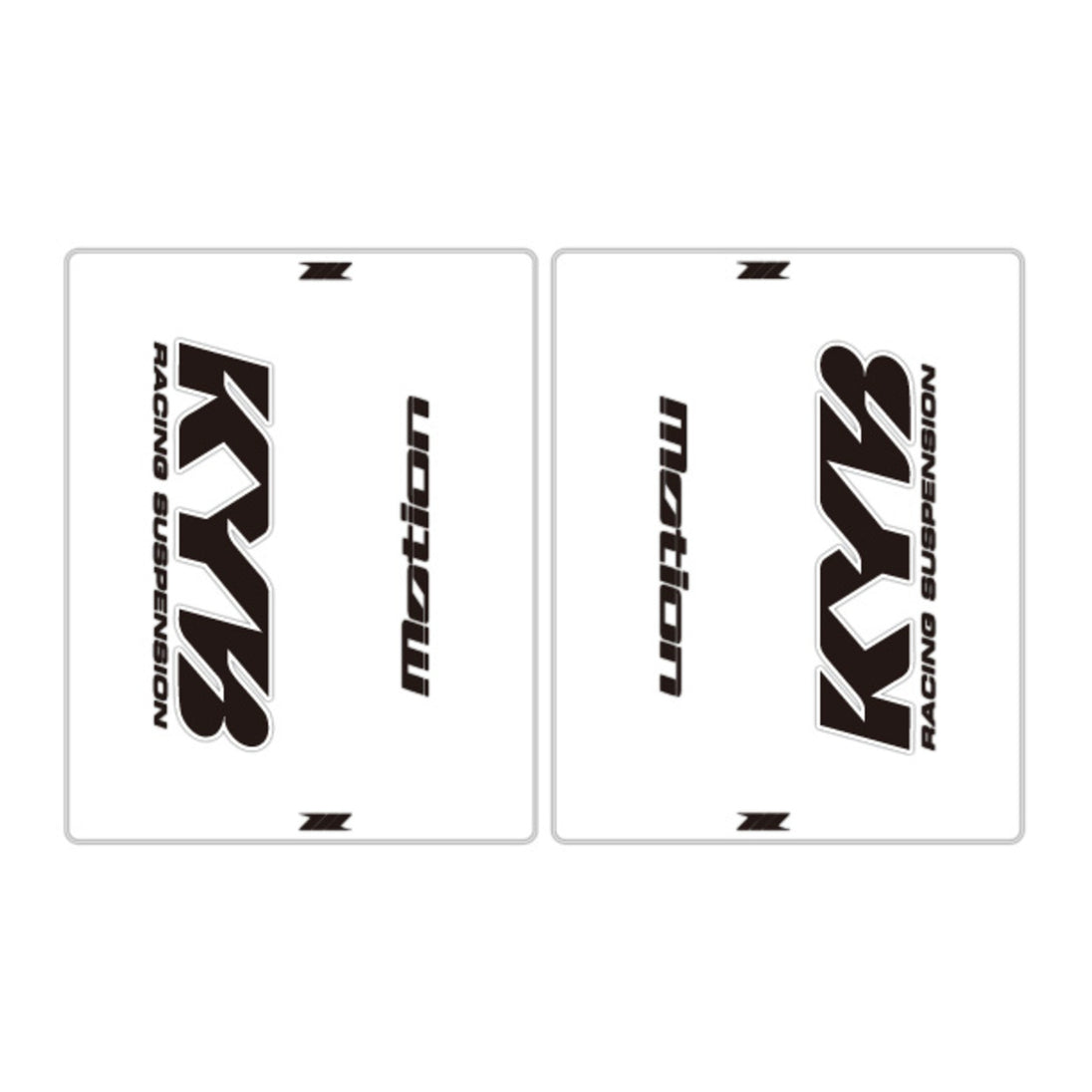 DRC Motion Front Fork Outer Decals - KYB14 (Clear / Black / White)