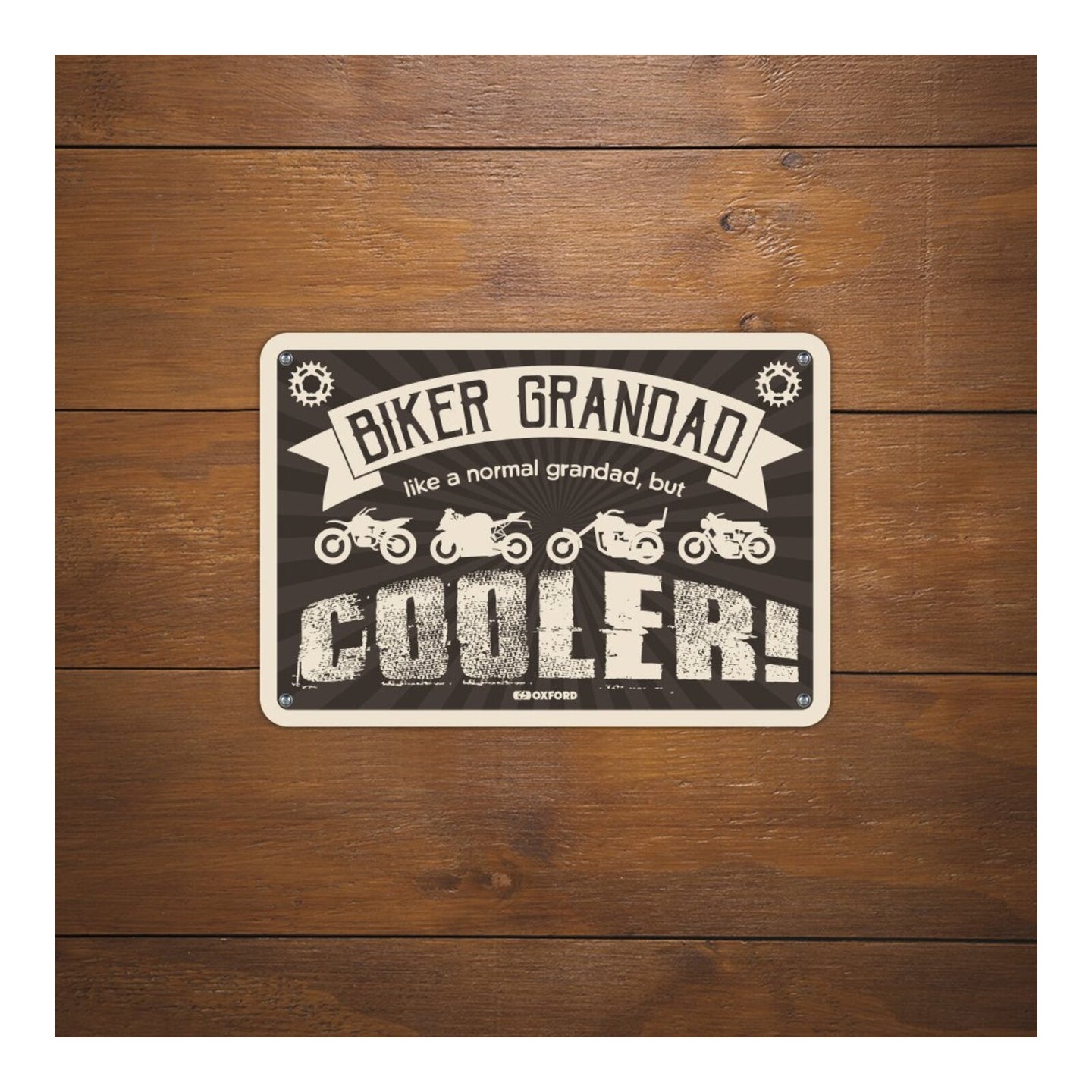 Oxford Garage Metal Sign: Biker Grandad Cooler