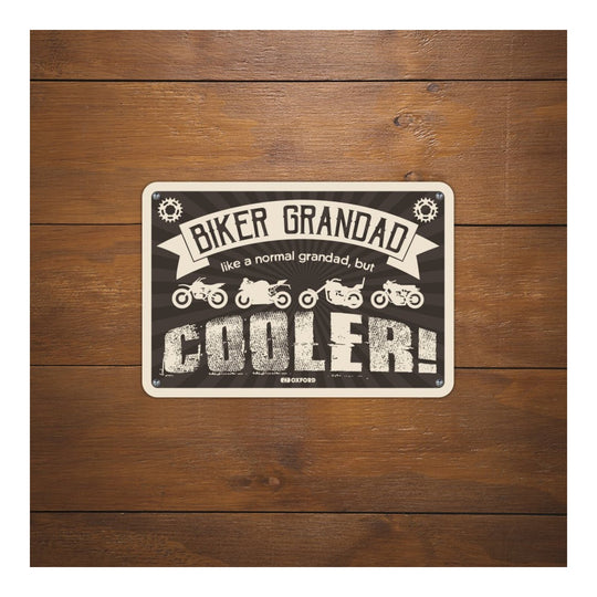 Oxford Garage Metal Sign: Biker Grandad Cooler