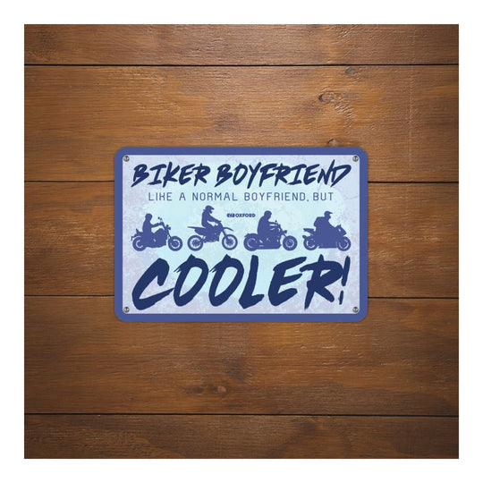 Oxford Garage Metal Sign: Biker Boyfriend Cooler