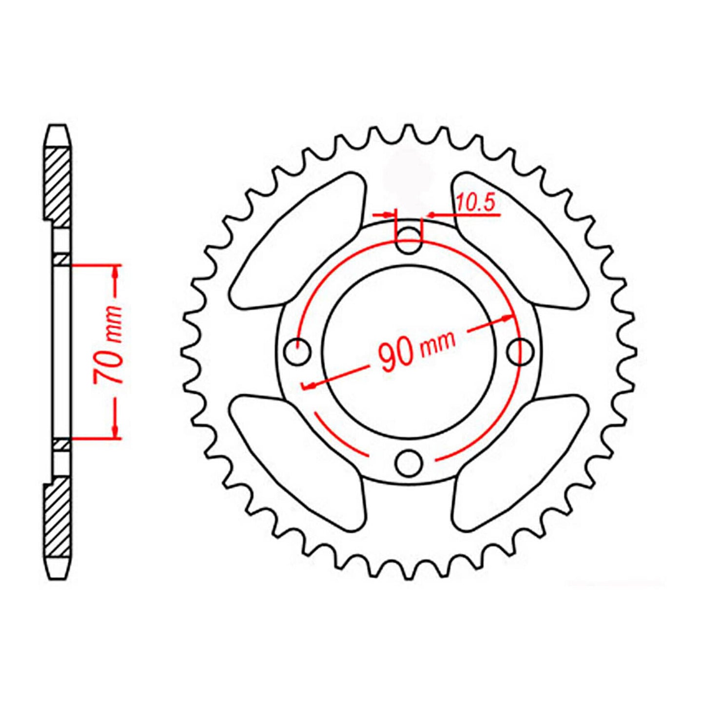 Sprocket Kit Honda CT110 - Single ratio/70mm Cntr-428KRO 15/45
