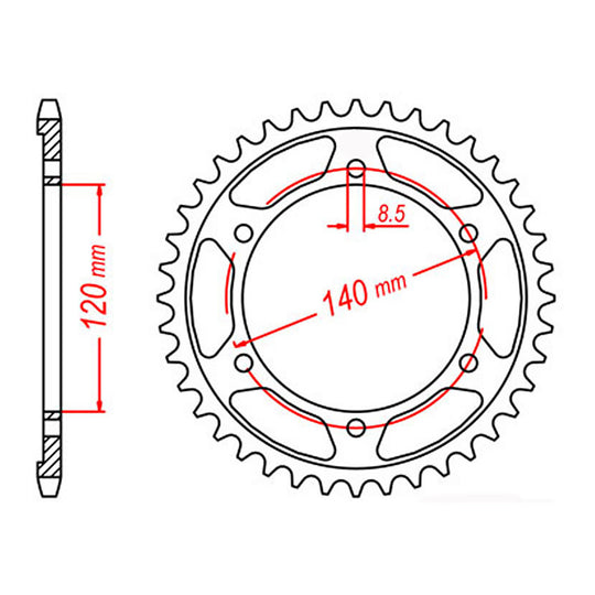 SPKT REAR OE STEEL 260 / 475 37T #520