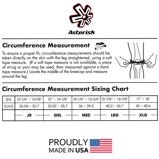 Asterisk Knee Brace Sizing Chart